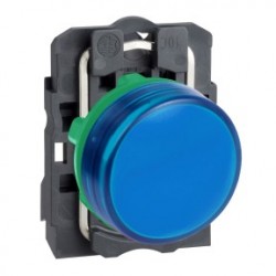 Blue complete pilot light diameter: 22,  plain lens with integral LED 230...240V