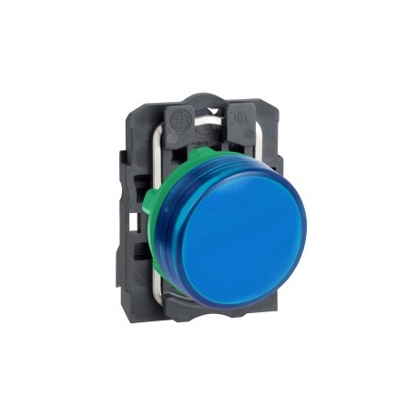 Blue complete pilot light diameter: 22,  plain lens with integral LED 230...240V