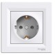 Single socket Asfora, 16A, side earth, white