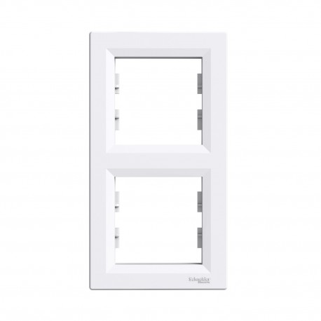 Vertical 2 gang frame Asfora, white