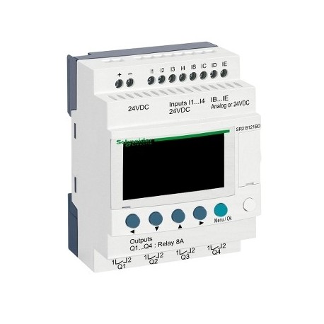 Compact smart relay Zelio Logic - 12 I O - 24 V DC - clock - display