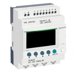 Compact smart relay Zelio Logic - 12 I O - 100..240 V AC - clock - display