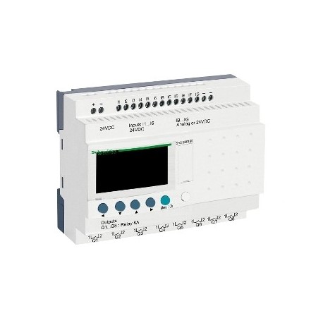 Compact smart relay Zelio Logic - 20 I O - 24 V DC - clock - display