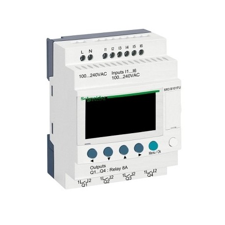 Modular smart relay Zelio Logic - 10 I O - 100..240 V AC - clock - display