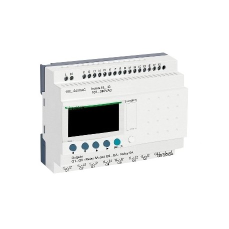 Modular smart relay Zelio Logic - 26 I O - 100..240 V AC - clock - display