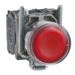 Red flush complete illum pushbutton diameter: 22, spring return 1NO+1NC 24V