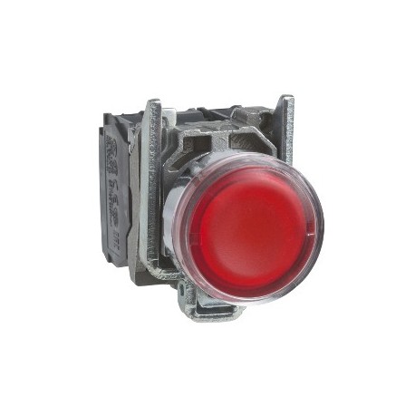 Red flush complete illum pushbutton diameter: 22, spring return 1NO+1NC 24V