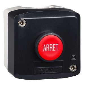 Tamno siva stanica, upušteno tipkalo, crveno, promjera 22, opružni povrat, 1M kontakt, Arret