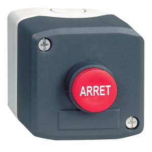 Tamno siva stanica, istaknuto tipkalo, zeleno, promjera 22, opružni povrat, 1M kontakt, Arret