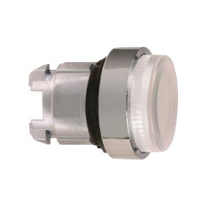 Glava bijelog istaknutog svjetlećeg tipkala promjera 22, opružni povrat, za integralni LED