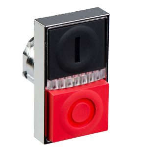 Glava za dvostruko svjetleće tipkalo, crno upušteno, crveno istaknuti, promjera 22, s oznakom