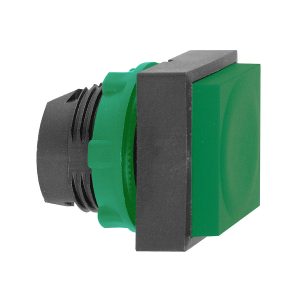 Glava zelenog pravokutnog istaknutog tipkala promjera 22, opružni povrat, neoznačeno