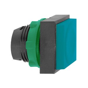 Glava plavog pravokutnog istaknutog tipkala promjera 22, opružni povrat, neoznačeno