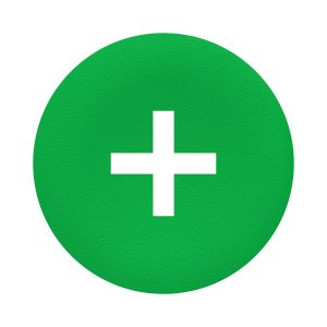 Kapica zelena, oznaka +, za pravokutno tipkalo s više glava, promjera 22