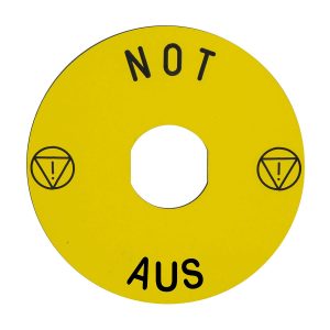 Označena legenda promjera 90 za zaustavljanje u slučaju nužde NOT HALT, logo ISO13850