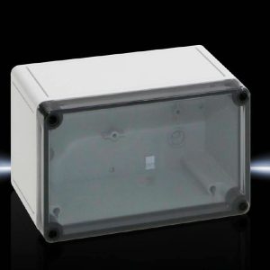 Kutija PK polikarbonatna, 180x110x90 mm, bez otvora za uvodnice, 180x110x90 mm, ojačano staklenim vlaknima, s prozirnim poklopcem