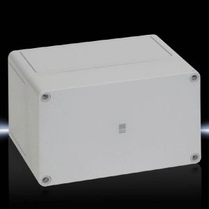 Kutija PK polikarbonatna, 180x110x111 mm, bez otvora za uvodnice, 254x180x111 mm, ojačano staklenim vlaknima, sa sivim poklopcem