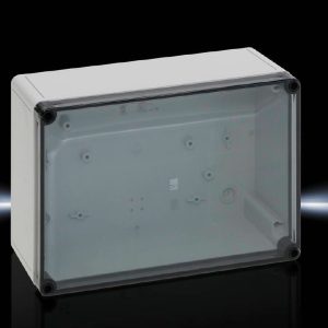 Kutija PK polikarbonatna, 254x180x90 mm, bez otvora za uvodnice, 254x180x90 mm, ojačano staklenim vlaknima, s prozirnim poklopcem