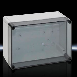 Kutija PK polikarbonatna, 254x180x111 mm, bez otvora za uvodnice, 254x180x111 mm, ojačano staklenim vlaknima, s prozirnim poklopcem