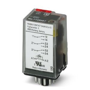 Relej utični, 3×CO (power) kontakt, 10A, 24V AC, tip: REL-OR-BL/L-24AC/3X21