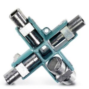 Univ. ključ za razvodne ormare s 9 nastavaka četverokutni 5, 6, 7-8, 9-10 m, trokutni 7, 8-9, dvostruki bit unutarnje strane O 3mm, s vanjske strane 5mm, prorez u obliku polumj. O 6mm, tip SF-CCK 9