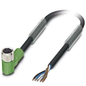 Senzor/actuator kabel, 1,5 m, 5 konekcija, PUR, sivo-crni, s kutnim ženskim konektorom M8, SAC-5P- 1,5-115/M 8FRB