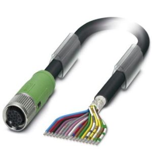 Senzor/actuator kabel, 1,5 m,  17 konekcija, PUR, bez halogena, sivo-crni, s ravnim ženskim konektorom M12  SPEEDCON, SAC-17P- 1,5-35T/FS SH SCO
