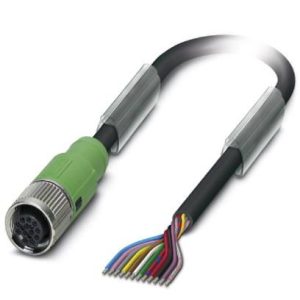 Senzor/actuator kabel, 1,5 m, 12 konekcija, PUR, bez halogena, sivo-crni, s ravnim ženskim konektorom M12 SPEEDCON, SAC-12P- 1,5-PUR/FS SCO